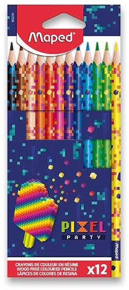 MAPED Pixel Party, trojhranné, 12 farieb Pastelky