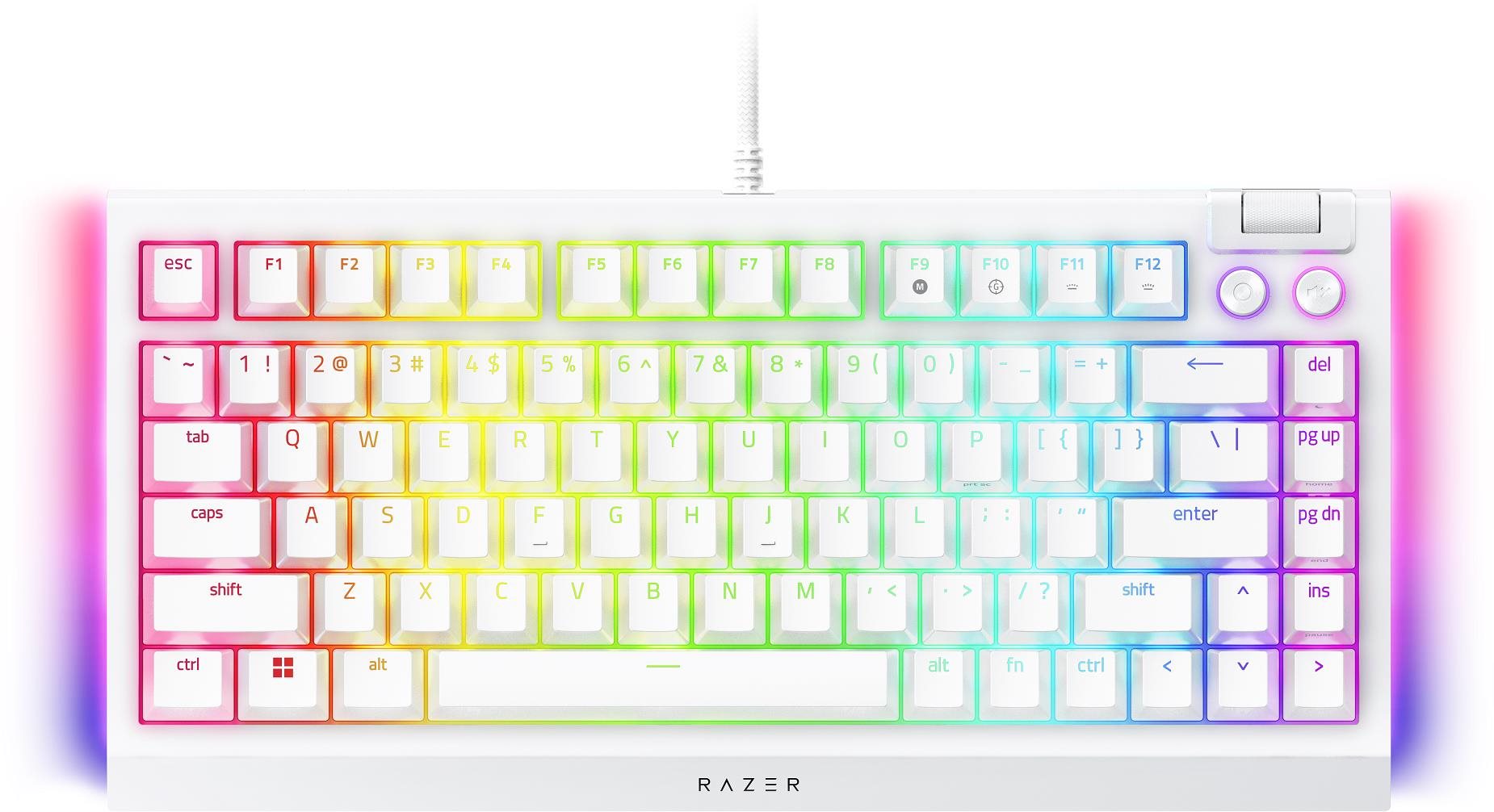 Razer BlackWidow V4 75% - White Ed. - US Layout Gamer billentyűzet