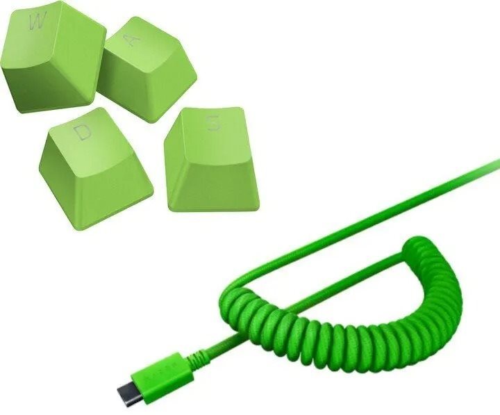 Razer PBT Keycap + Coiled Cable Upgrade Set – Green – US/UK Herná...
