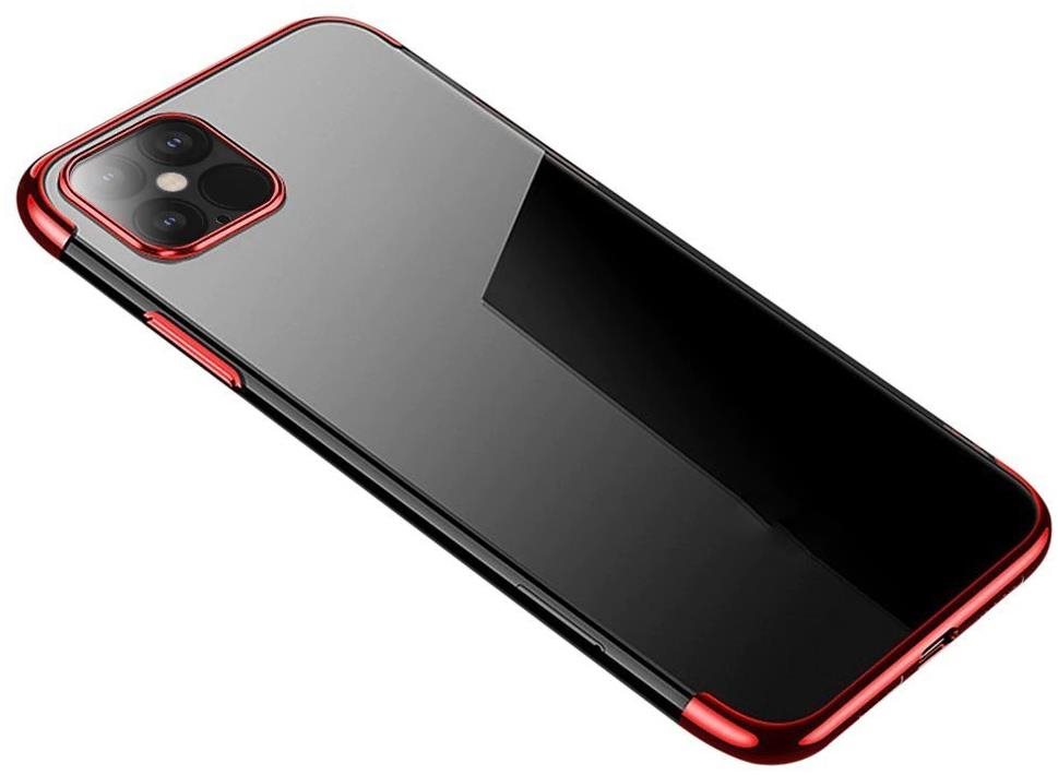Clear Color silikónový kryt na iPhone 12 Pro Max, červený Kryt na...