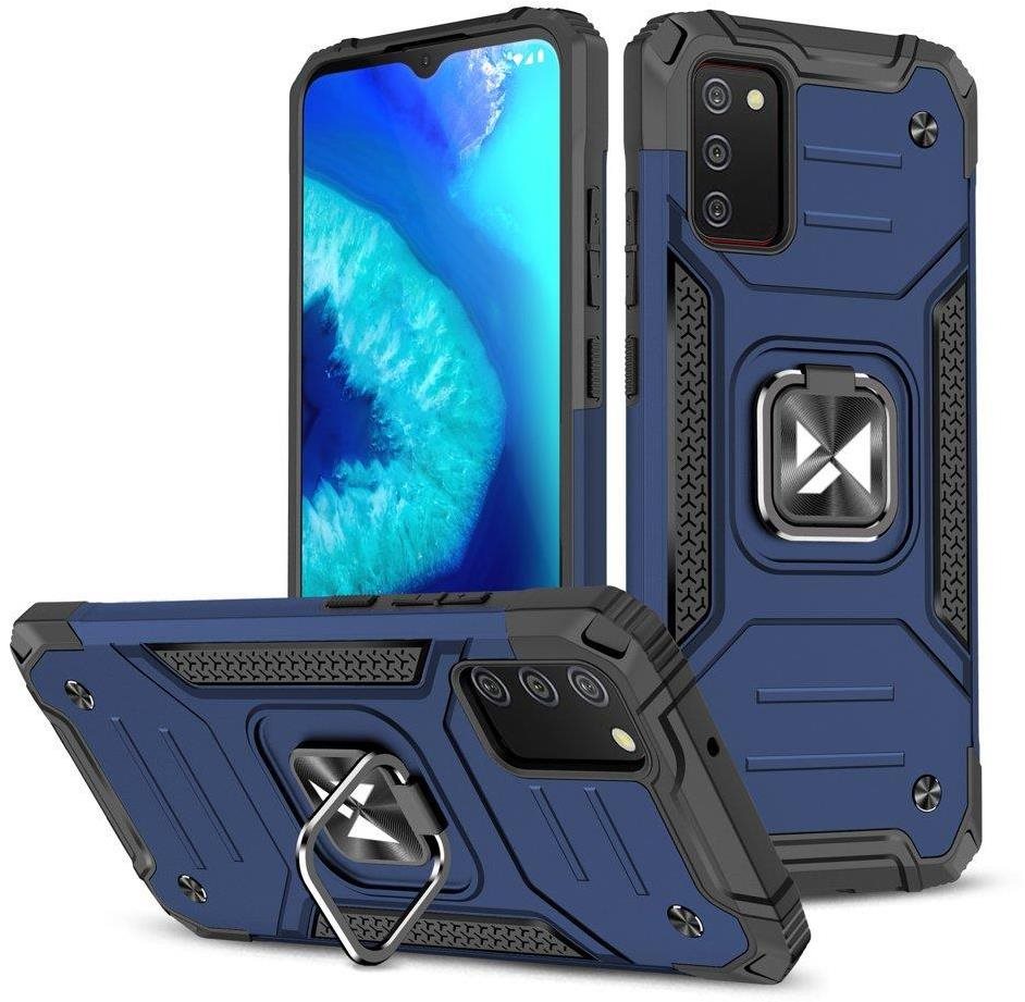 Ring Armor plastový kryt na Samsung Galaxy A03s, modrý Kryt na mobil