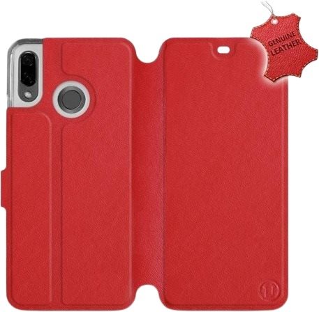 Flip puzdro na mobil Huawei Nova 3 – Červené – kožené – Red Leather...