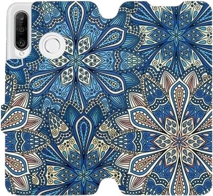 Flipové puzdro na mobil Huawei P30 Lite – V108P Modré mandala kvety...