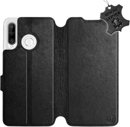 Flip puzdro na mobil Huawei P30 Lite – Čierne – kožené – Black...