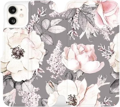 Flipové puzdro na mobil Apple iPhone 11 – MX06S Kvety na sivom...