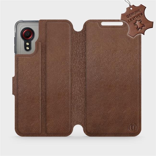 Kožené flip pouzdro Samsung Galaxy Xcover 5 - Hnědé -  Brown...