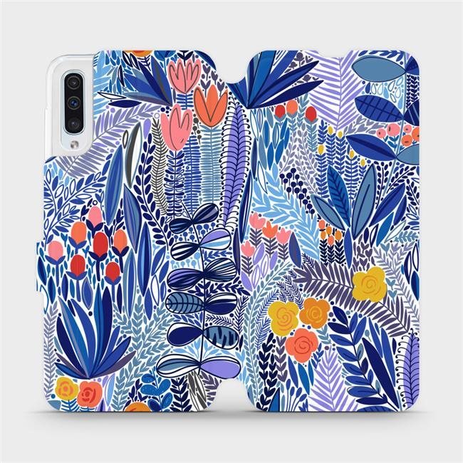 Flip puzdro na mobil Samsung Galaxy A50 – MP03P Modrá kvetena Kryt...