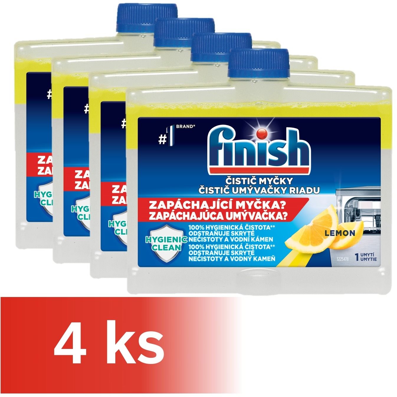 FINISH mosogatógép-tisztító, 4×250 ml - Lemon Mosogatógép tisztító