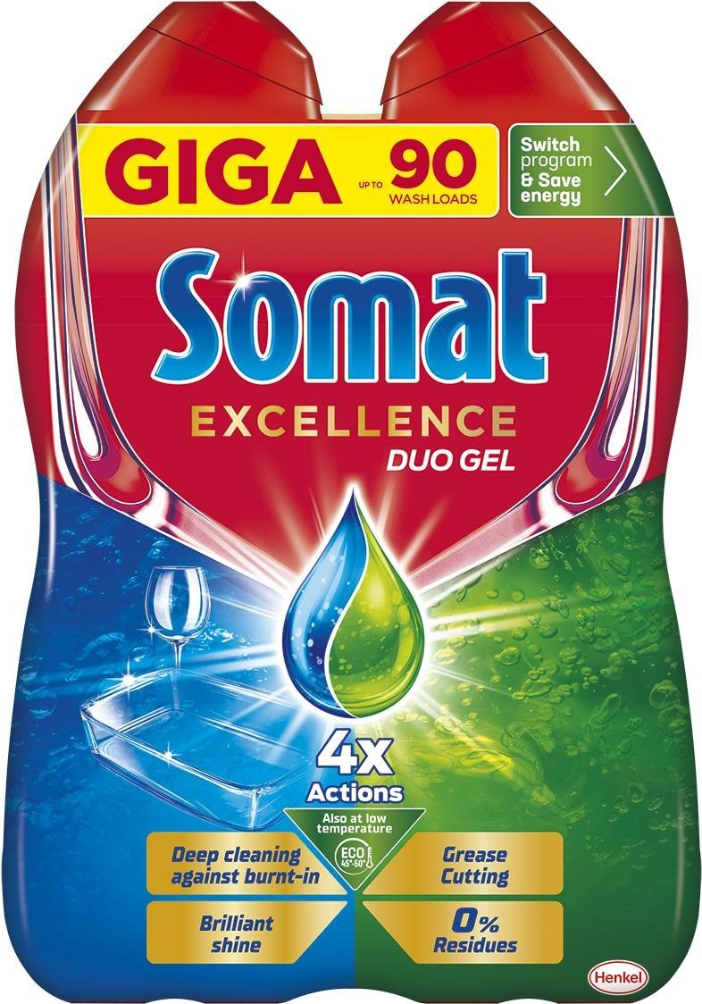 SOMAT Excellence Duo Zsíroldó 90 adag, 1,62 l Mosogatógép gél