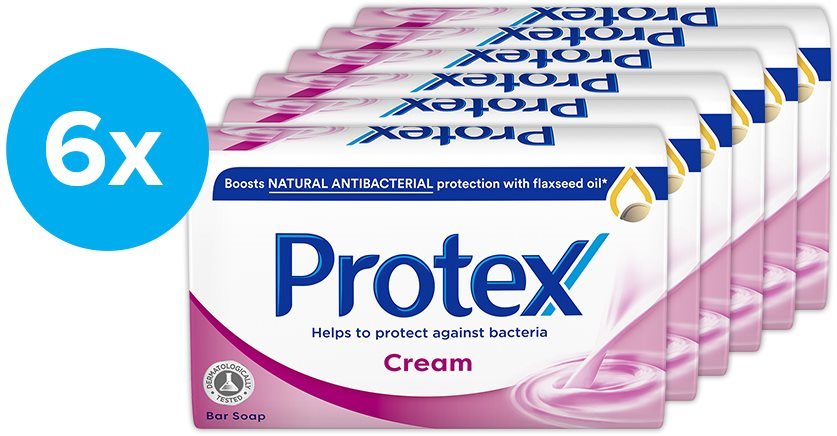PROTEX Cream s přirozenou antibakteriální ochranou 6 × 90 g Tuhé...