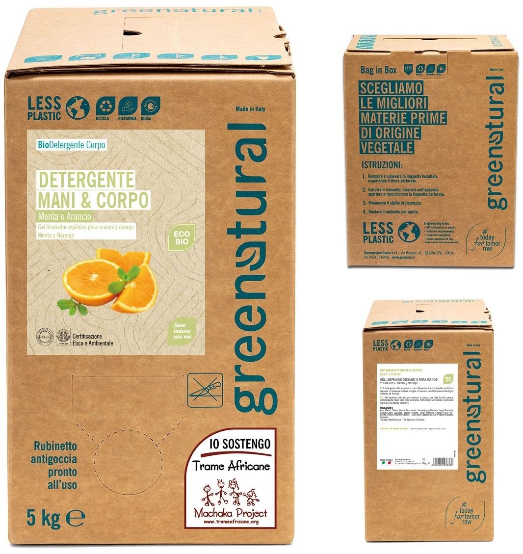 GREENATURAL na telo a ruky mäta a pomaranč Bio 5 kg Tekuté mydlo