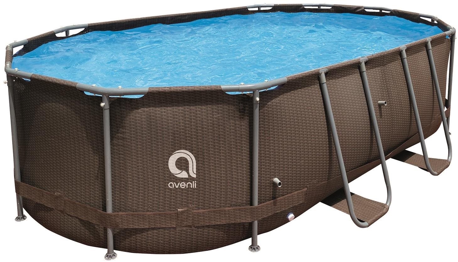Bazén ovál Steel Super Rattan, 427 × 275 × 100 cm Bazén