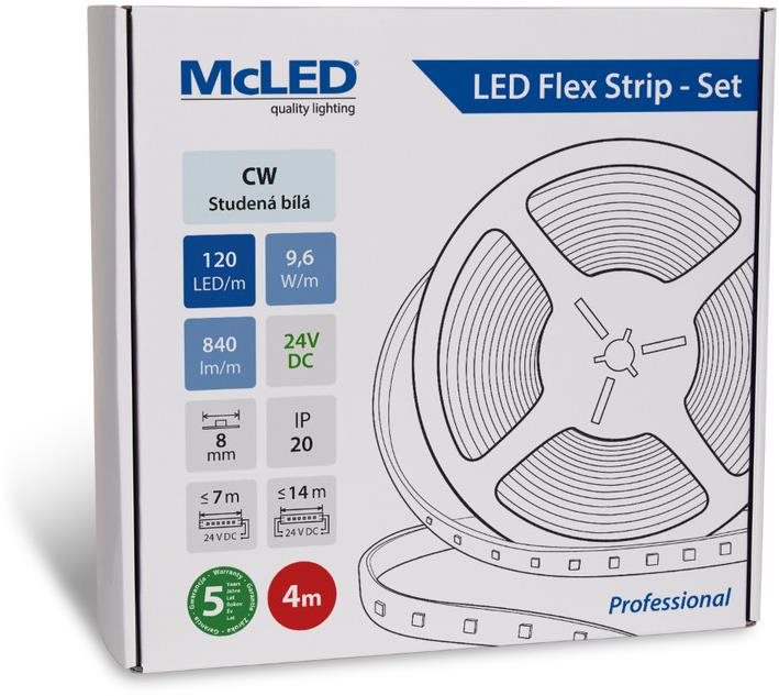 McLED Set LED pásek 4m, CW, 9,6W/m LED pásek