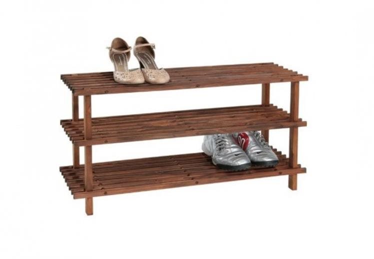 Kesper Cipőtartó 3 polccal, sötét fenyő 77 × 40 × 26 cm Cipőtartó