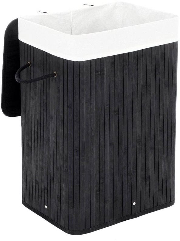 Songmics Bamboo Wäschekorb 72 l schwarz Wäschekorb