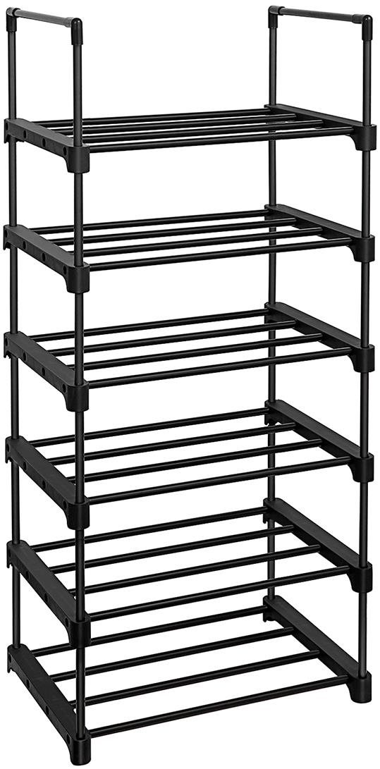 Songmics Botník 6 políc kovový 45 × 30 × 106 cm čierny Botník