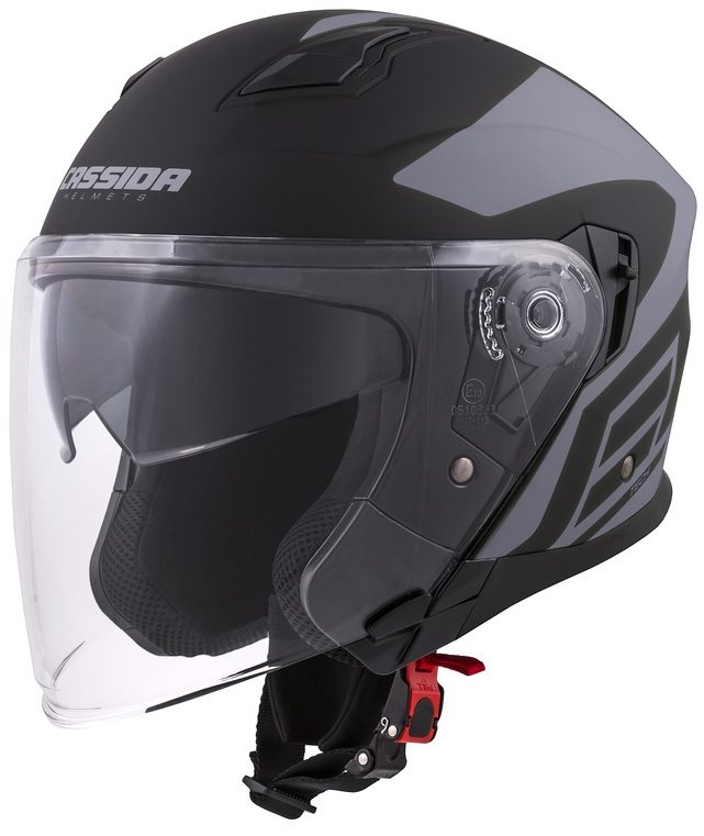 CASSIDA Jet Tech Corso (mattfekete/szürke, XS méret) Motoros sisak