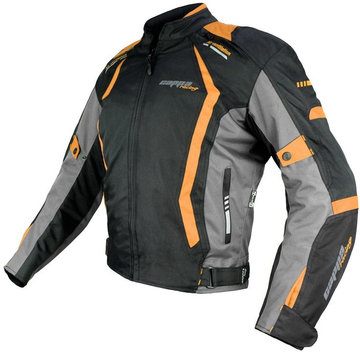 Cappa Racing AREZZO textil fekete/narancs, XXL Motoros kabát