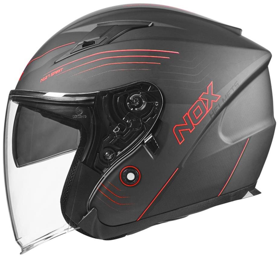 NOX N128 (čierna matná, červená, veľ. XS) Prilba na motorku