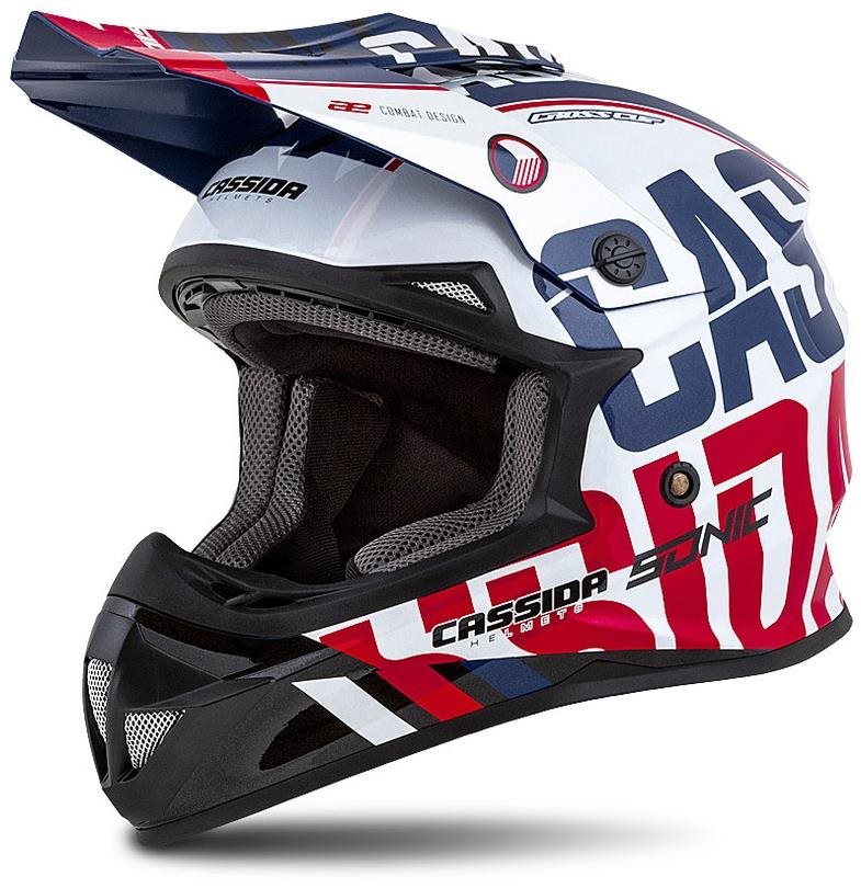 CASSIDA CROSS CUP (piros/kék/fehér/fekete, S méret) Motoros sisak