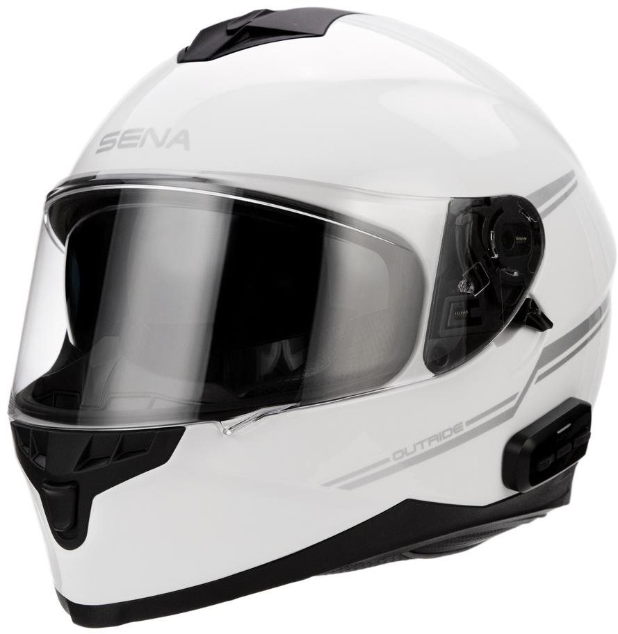 SENA sisak Outride headsettel, (fényes fehér XL méret) Motoros sisak