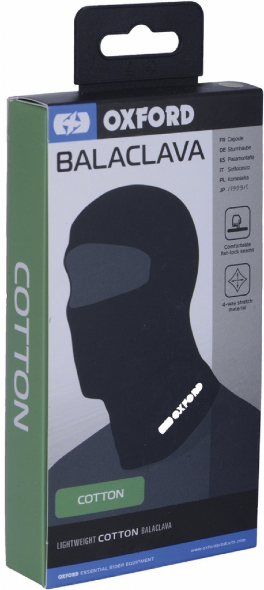 OXFORD kukla na motorku Balaclava bavlna, čierna Kukla pod prilbu