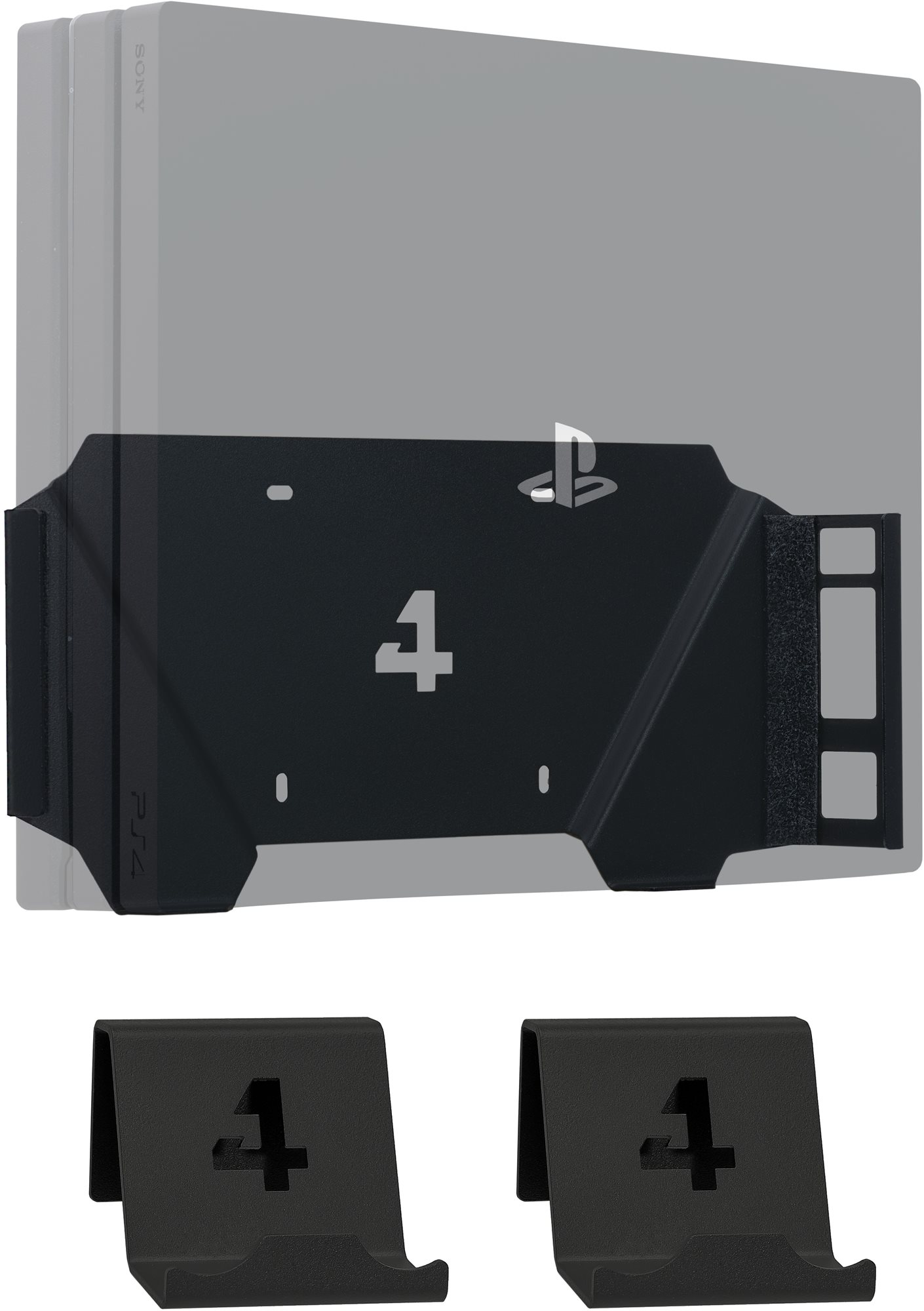 4mount - Wall Mount for PlayStation 4 Pro Black + 2x Controller...