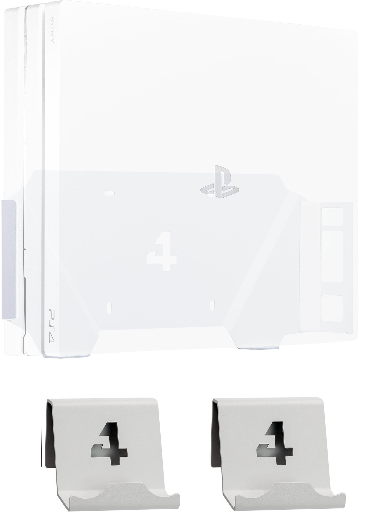 4mount - Wall Mount for PlayStation 4 Pro White + 2x Controller...