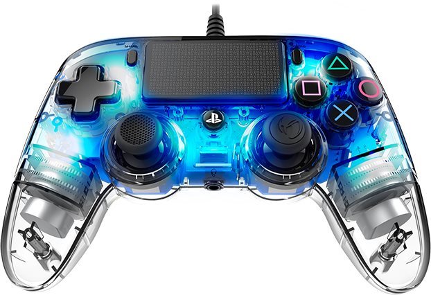 Nacon Wired Compact Controller PS4 – priehľadný modrý Gamepad