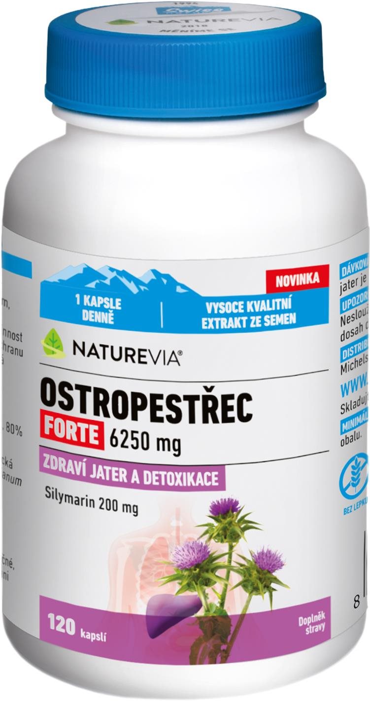 NatureVia Ostropestřec forte 120 kapslí Ostropestřec