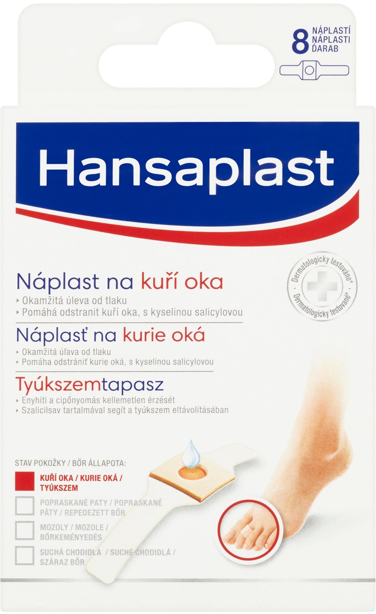 HANSAPLAST náplasť na kurie oká (8 ks) Náplasť