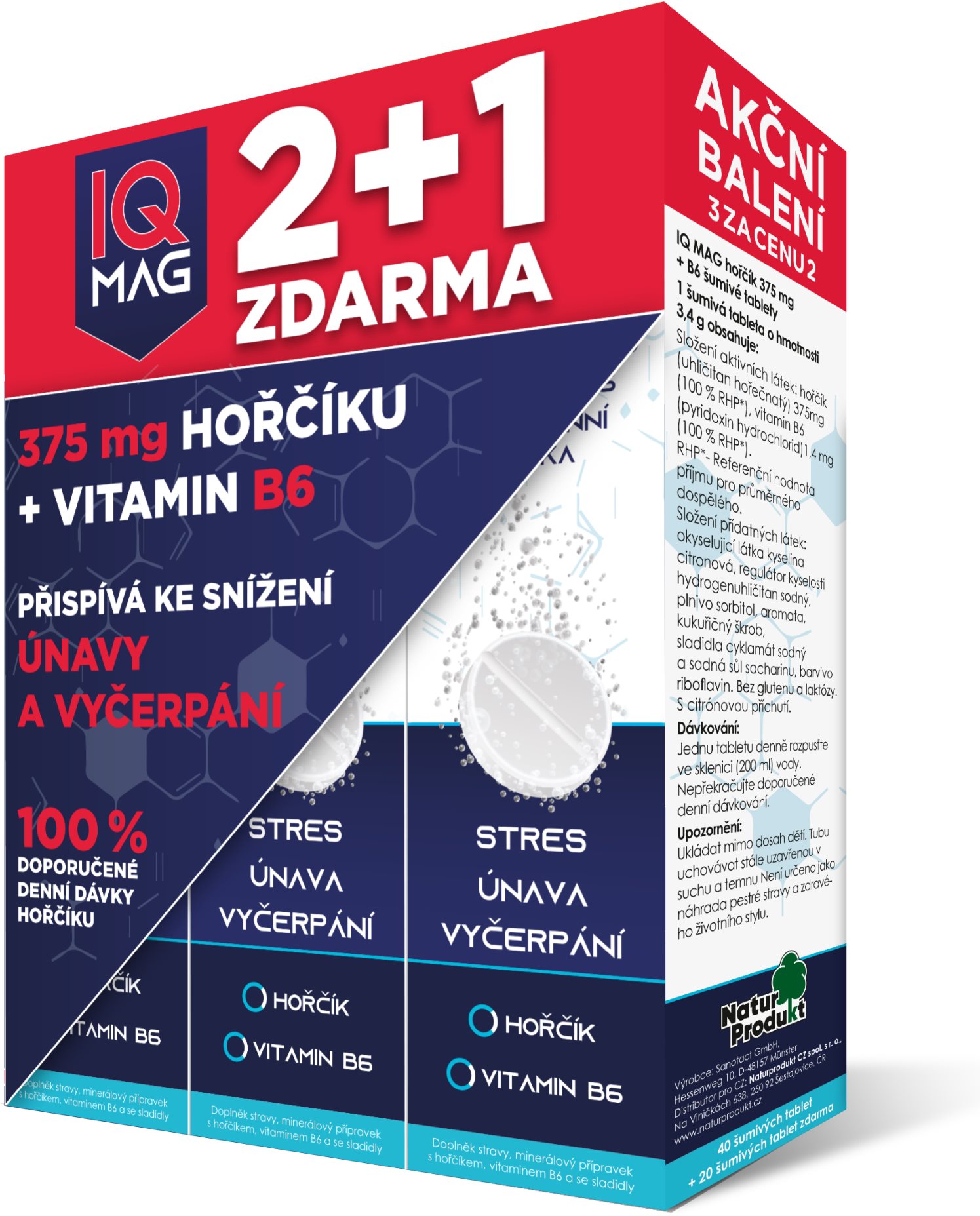 IQ Mag horčík + B6 šumivé tablety (40 + 20 tabliet zdarma) Magnézium