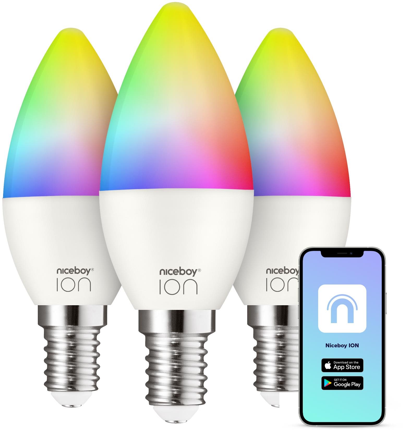 Niceboy ION SmartBulb RGB E14, 6 W, szett, 3 db LED izzó