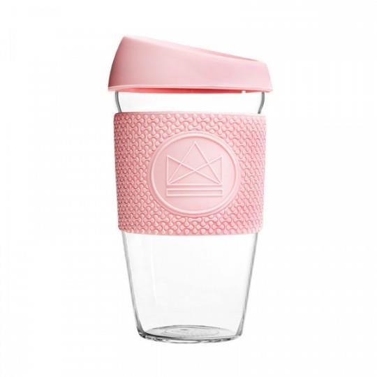 Neon Kactus Glas Kaffeebecher 450 ml rosa Trinkbecher