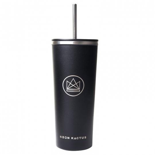 Neon Kactus Design Becher 710 ml schwarz, Edelstahl Trinkbecher