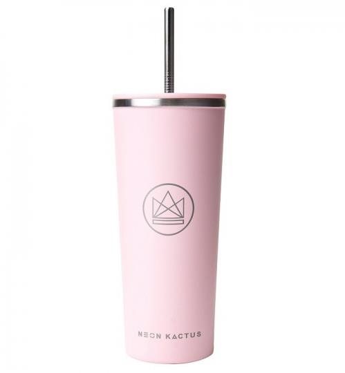 Neon Kactus Design Becher 710 ml rosa, Edelstahl Trinkbecher