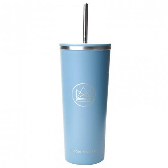 Neon Kactus Design Becher 710 ml blau, Edelstahl Trinkbecher