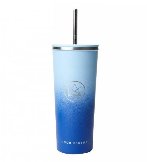 Neon Kactus Design Becher 710 ml hellblau/blau, rostfrei Trinkbecher