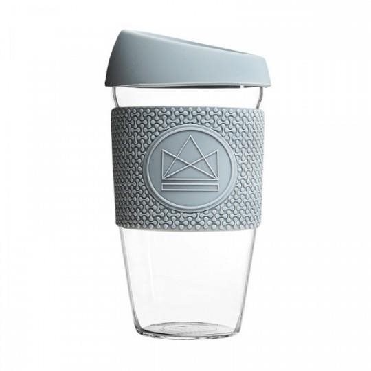 Neon Kactus Glas Kaffeebecher 450 ml grau Trinkbecher