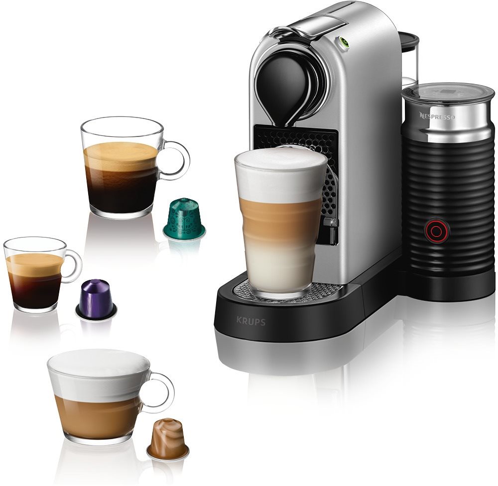 NESPRESSO KRUPS Citiz & Milk XN761B10, strieborná Kávovar na kapsuly