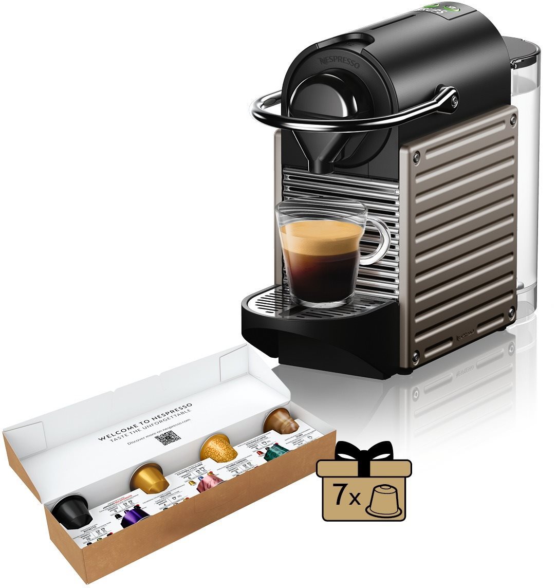 NESPRESSO KRUPS Pixie Electric Titanium XN304T10 Kávovar na kapsuly