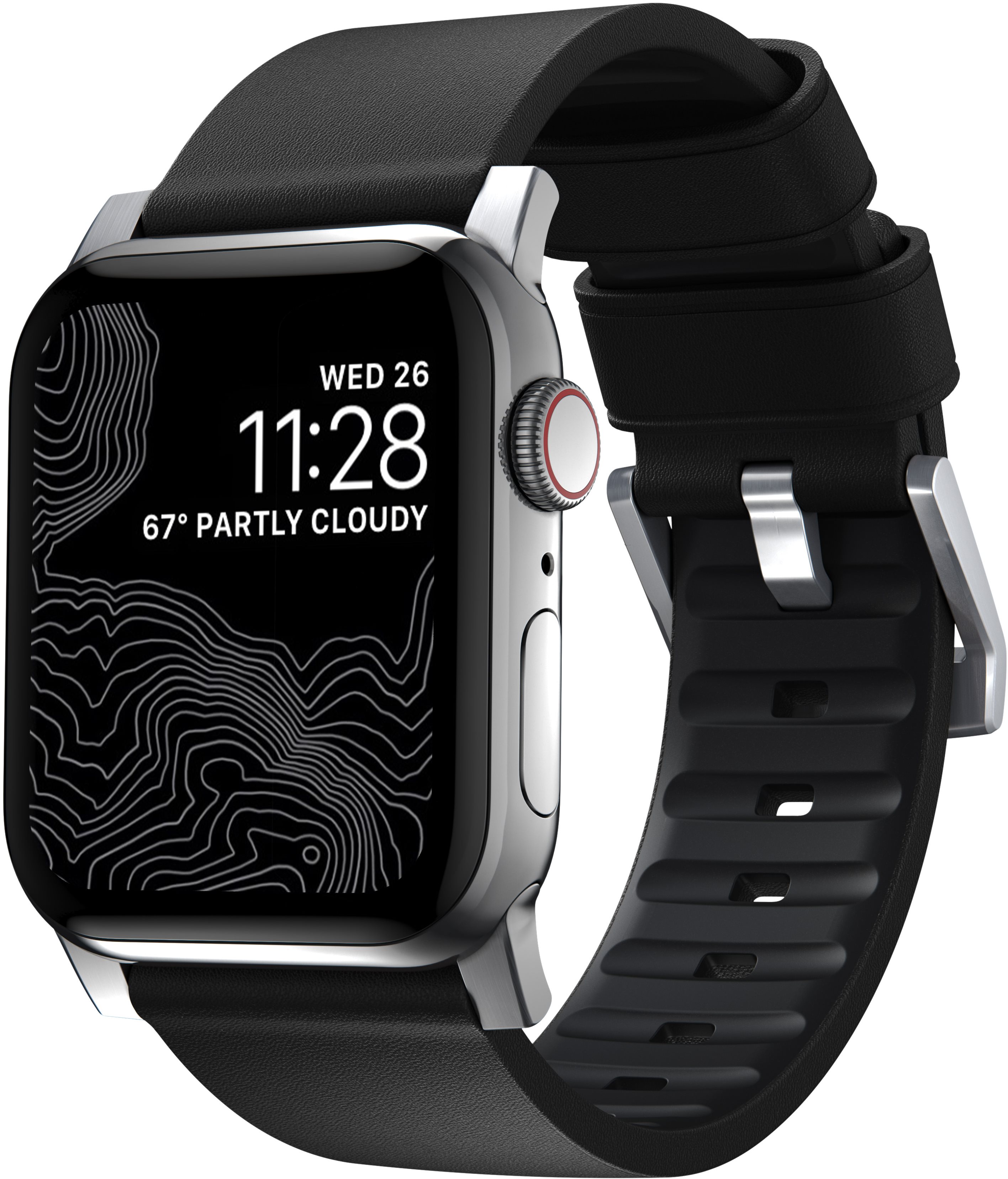 Nomad Active Strap Pro Black Silver Apple Watch 44/42mm Watch Strap