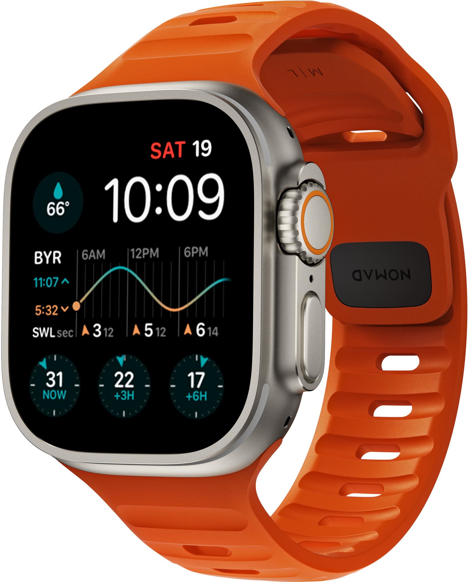 Nomad Sport Strap M/L Orange Apple Watch 42/44/45/Ultra 49 mm...