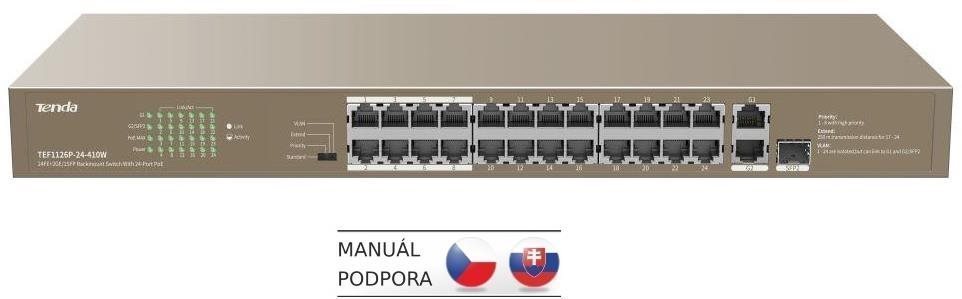 Tenda TEF1126P-24-410W PoE Rackmount Switch 135W + SFP Switch