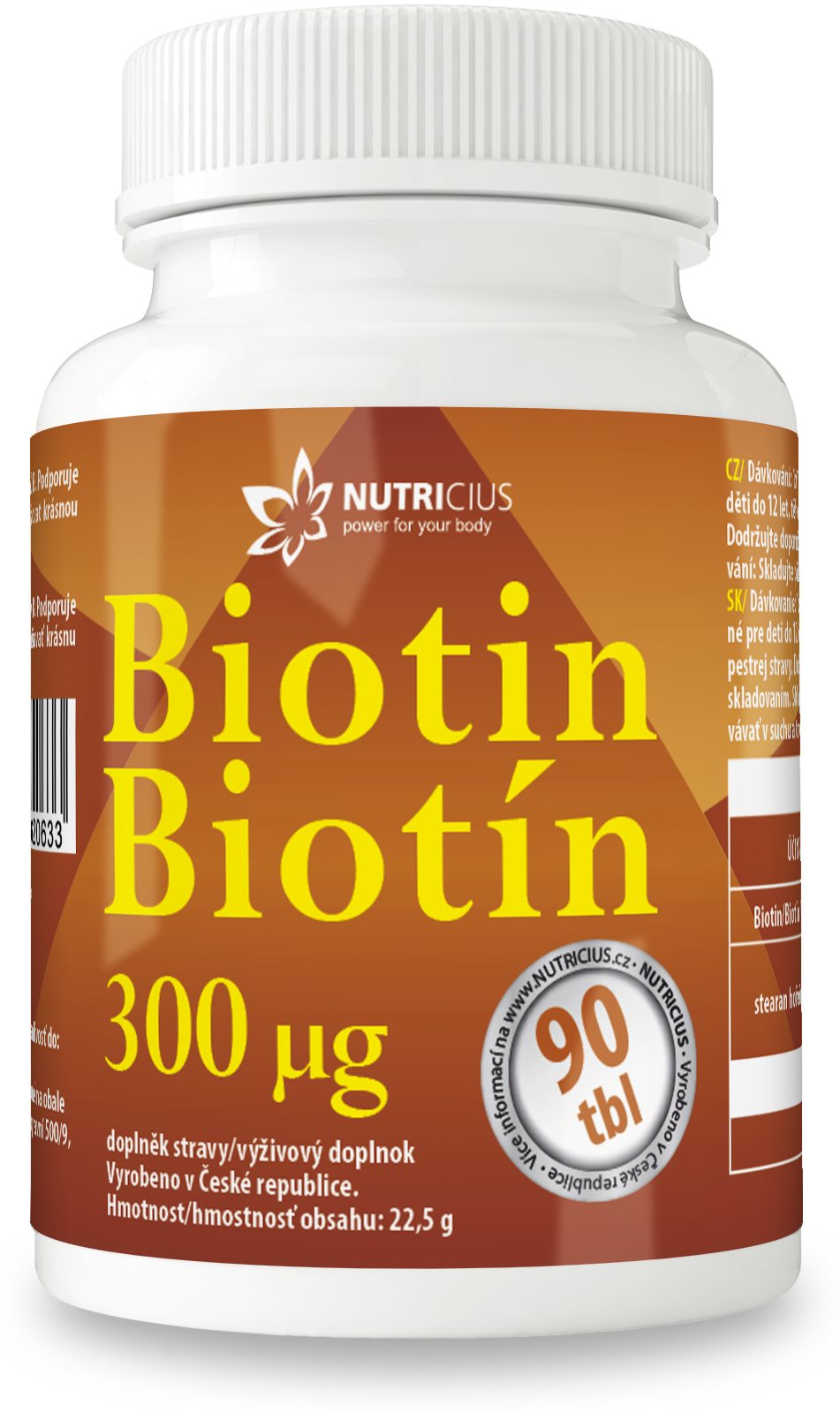 Nutricius Biotin 300 µg tbl. 90 Vitamín B