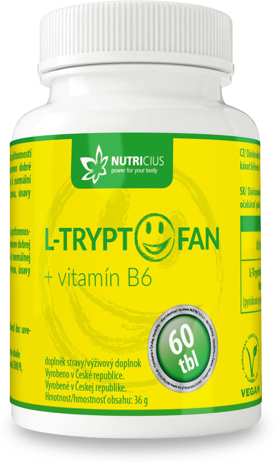 Nutricius L-Tryptofan + vit. B6 – 200 mg/2,5 mg tbl. 60 Doplnok...