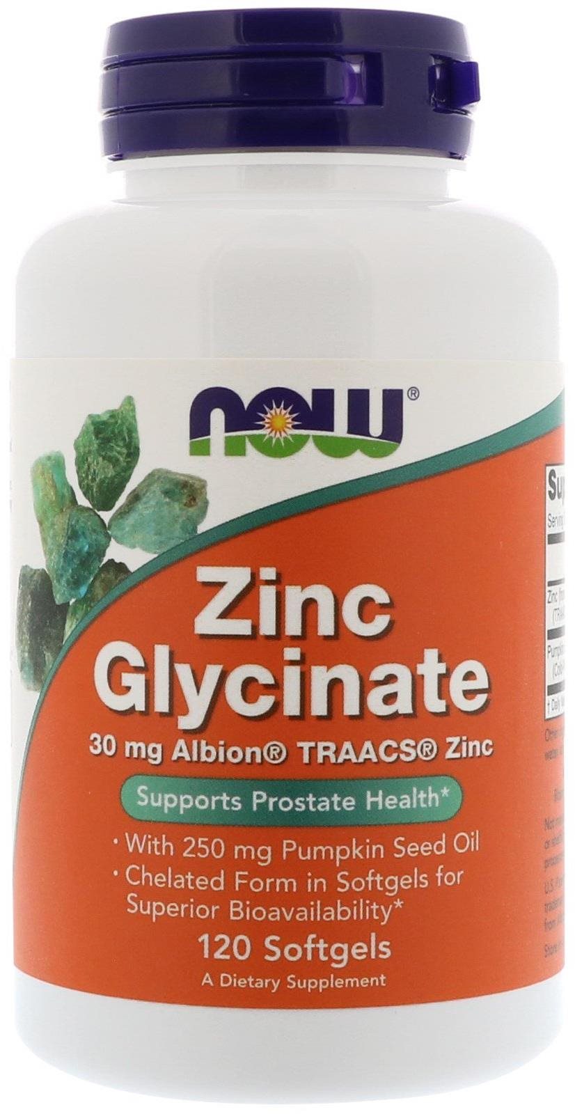 NOW Foods Zinek Glycinát 30 mg + Dýňový olej, 120 softgel kapslí...