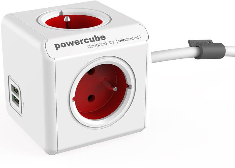 PowerCube Extended USB rouge Prise électrique