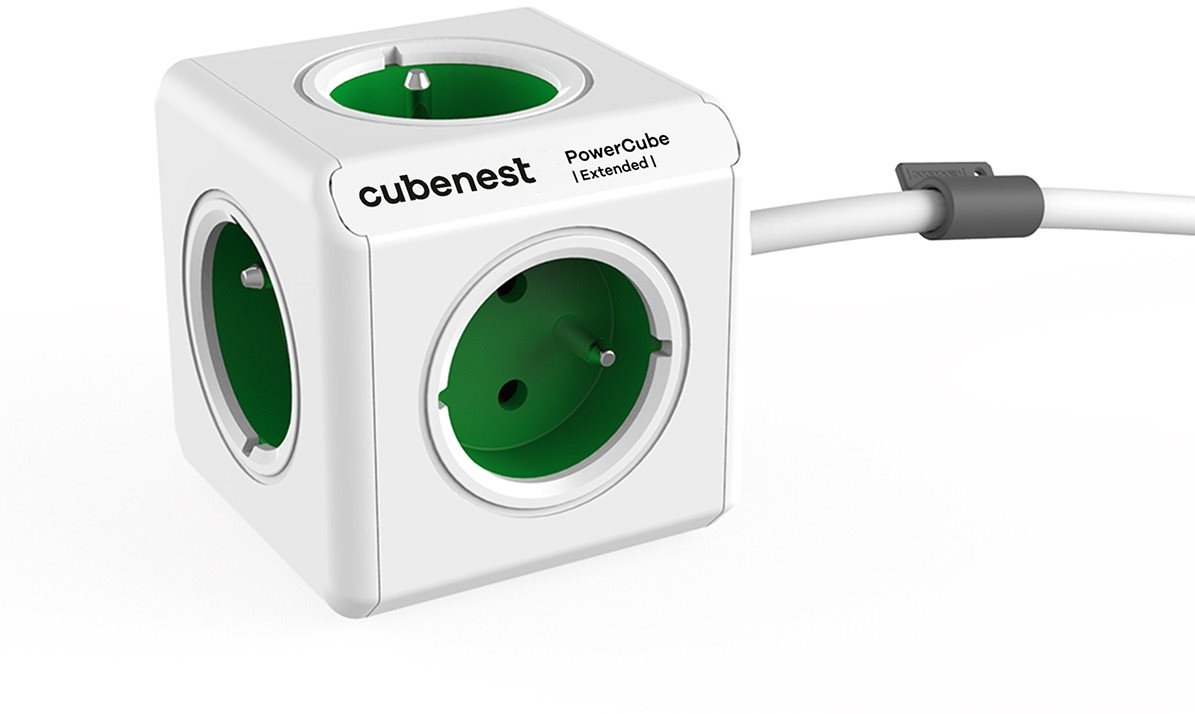Cubenest Powercube Extended, 5x Steckdosen, 1,5 m, weiß/grün...