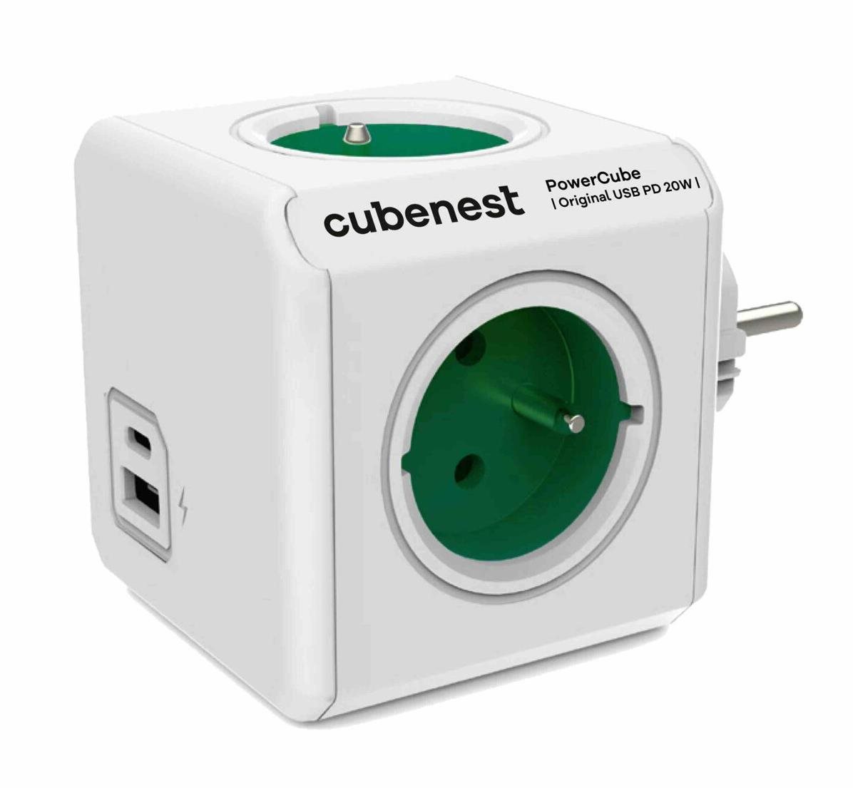 Cubenest Powercube Original USB PD 20W, A+C, 4x aljzat, fehér/zöld...